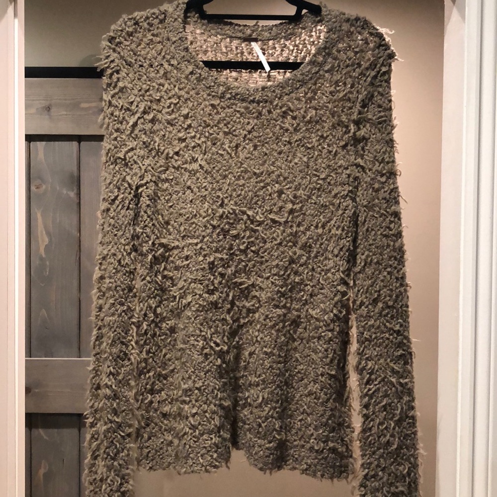 Free people tan fringe sweater